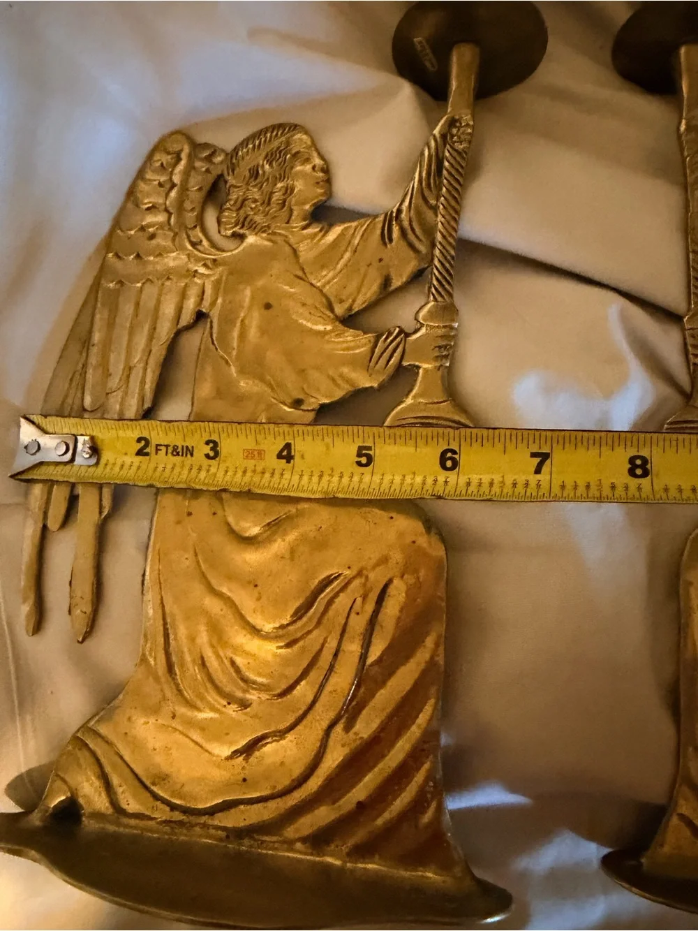 Vintage Solid Brass Kneeling Angel Candlestick Holders Pair | French Country
